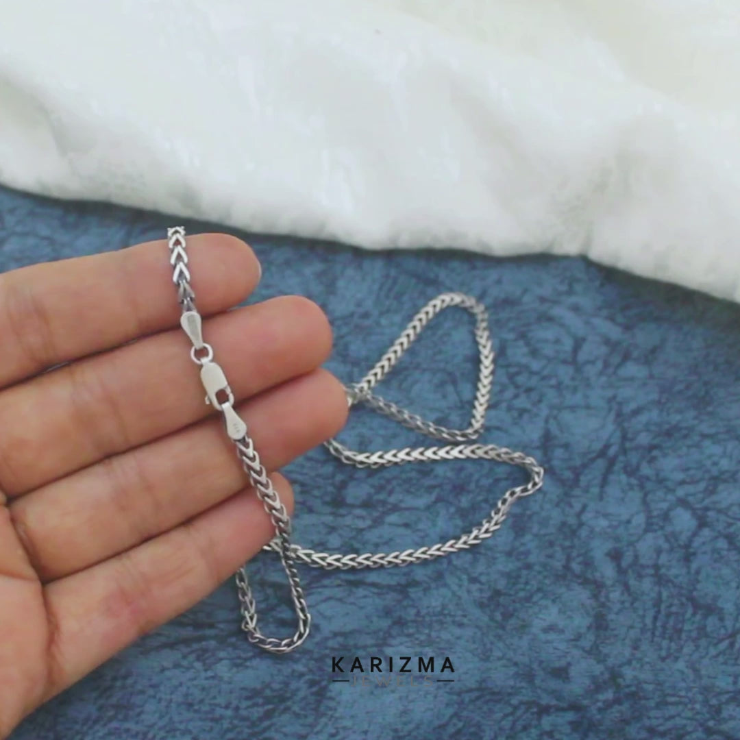 925 Sterling Silver Classic Oxidized Franco Link Chain 20"