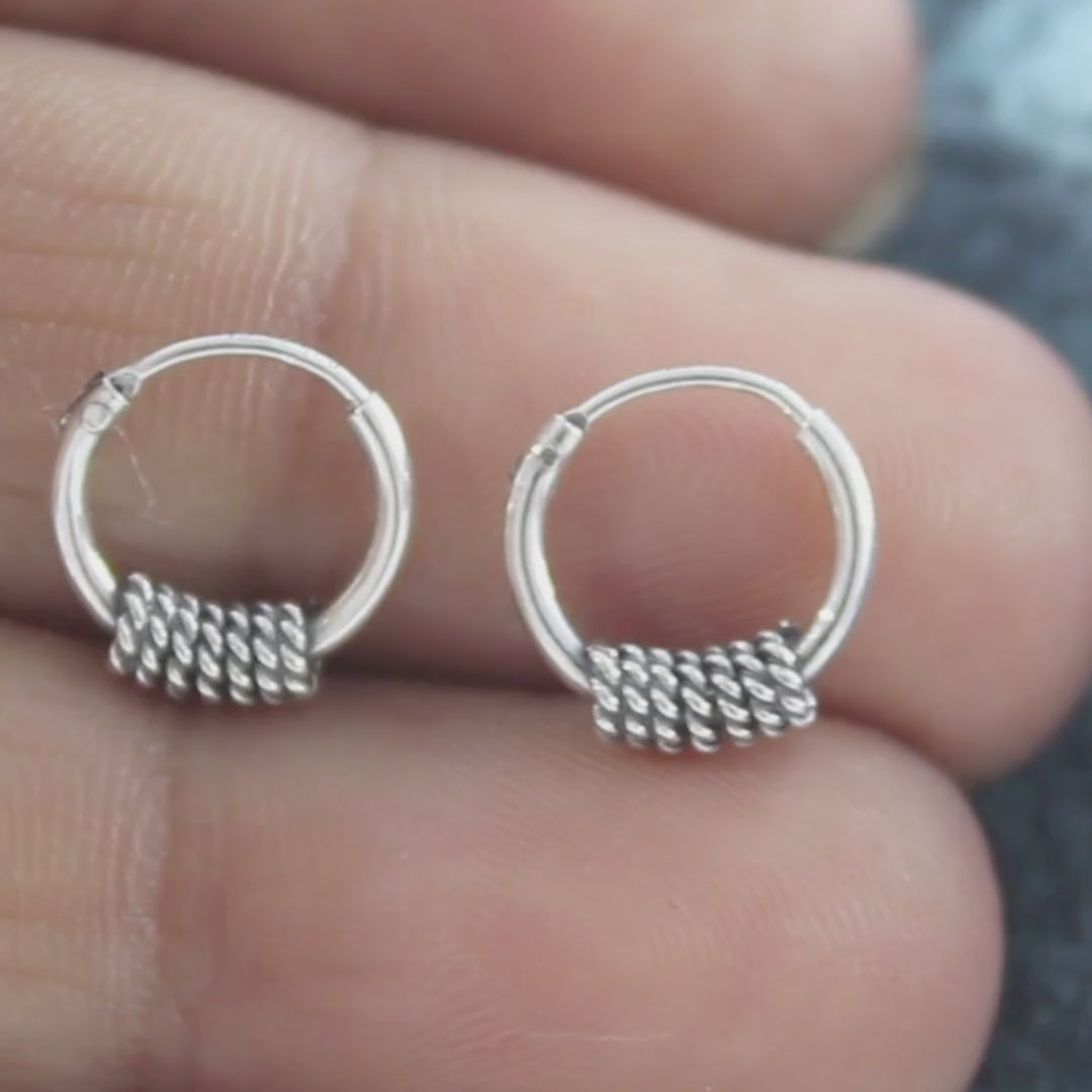 Divine 925 Real Sterling Silver Oxidized hoop earrings for Girls  - Pair