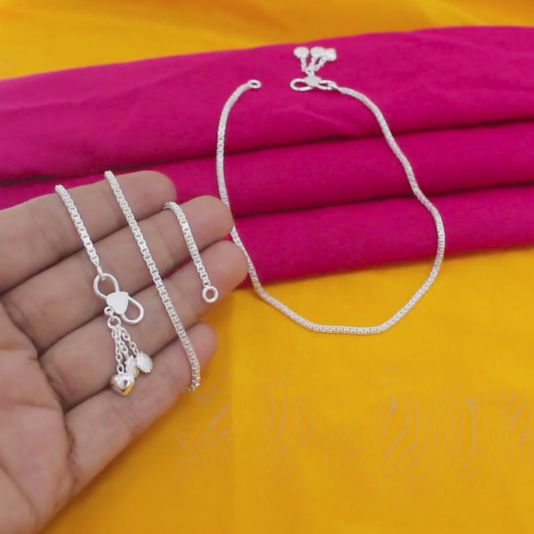925 Sterling Silver Women Sea Shell Chain Anklet 10.3"
