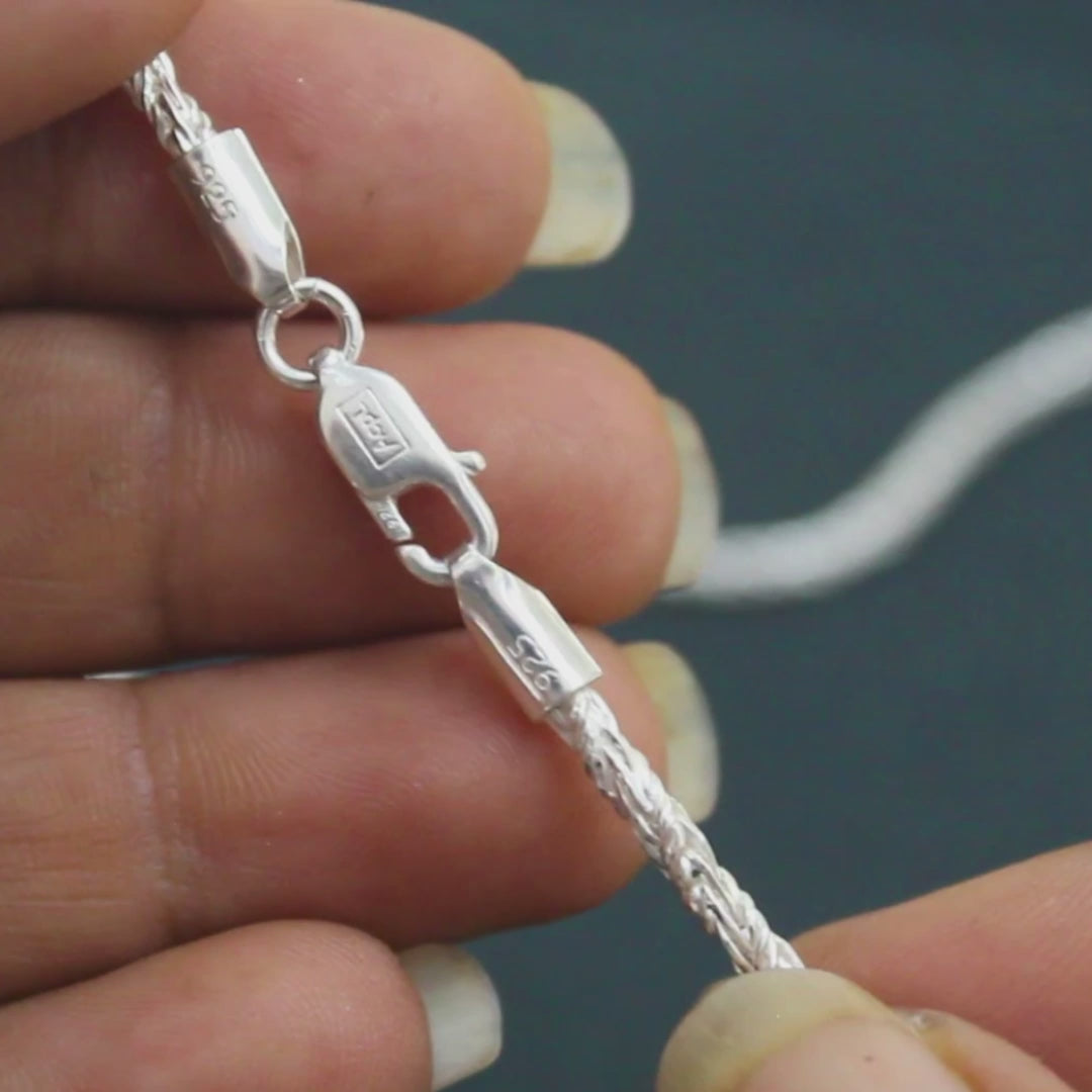 925 Real Sterling Silver rope design Neck Chain 20"