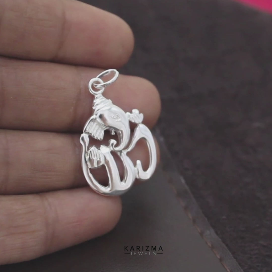 Indian Divine Gajamukha Ganesha 925 Silver Pendant