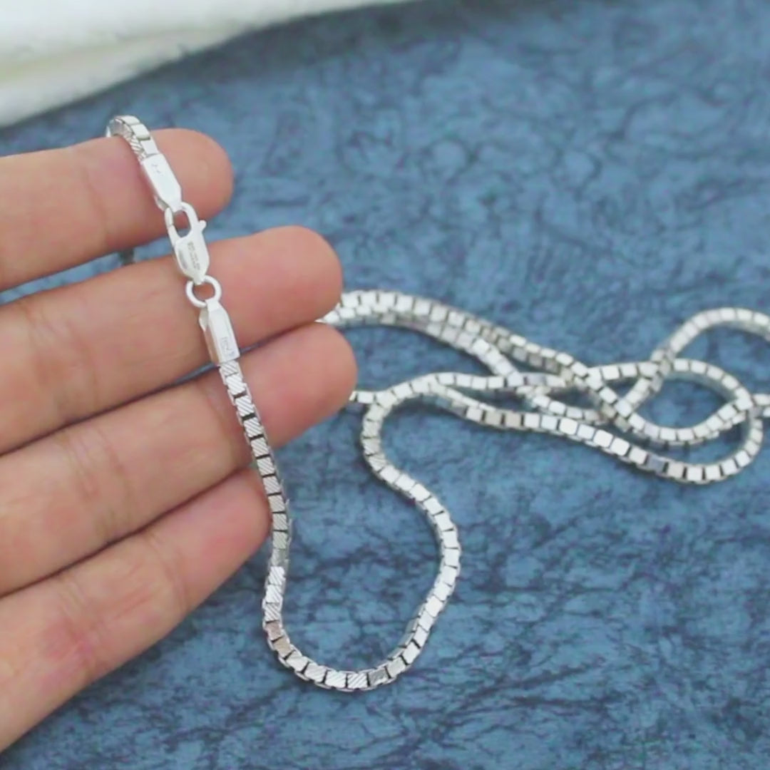 Bold Look 925 Sterling Silver Oxidized Box Chain 24"