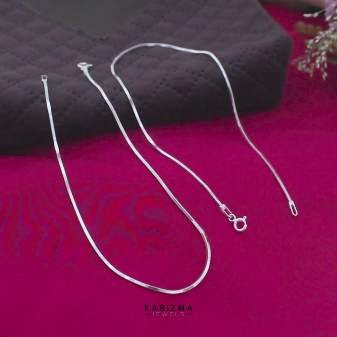 925 Sterling Silver girlish slim square snake Anklet Pair 10.3"