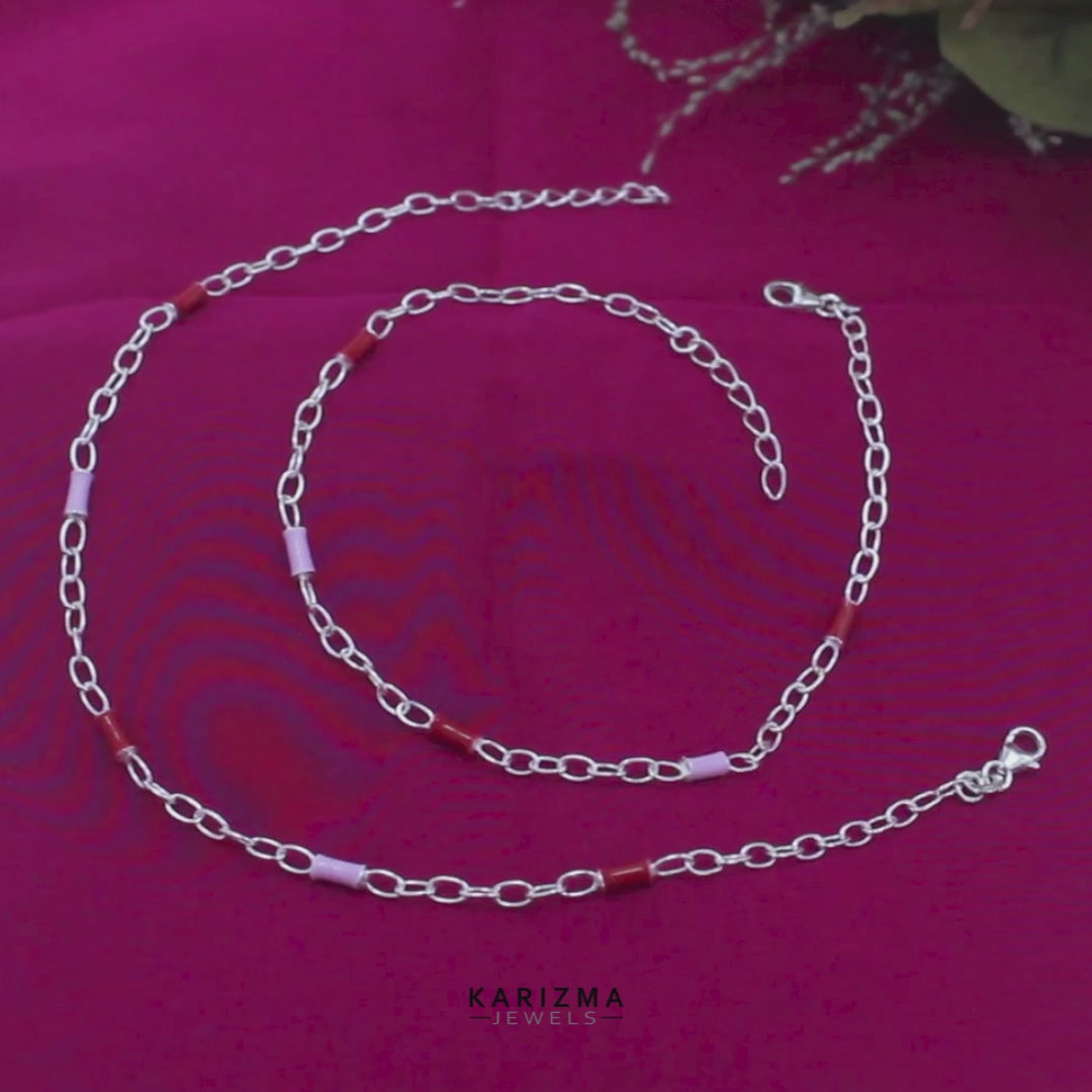 Dainty Beach Wear 925 Sterling Silver Chain Anklet Pair 10.5"