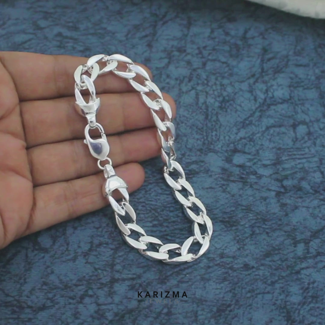 Indian Classic Men's 925 Sterling Silver Curb Chain Link Bracelet