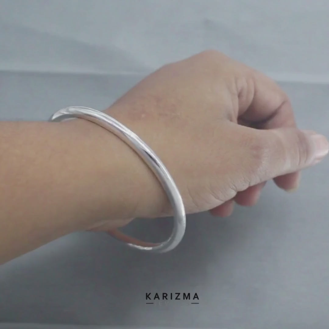 Jointless handmade Pure Solid Plain Round Silver Bangle Bracelet kada