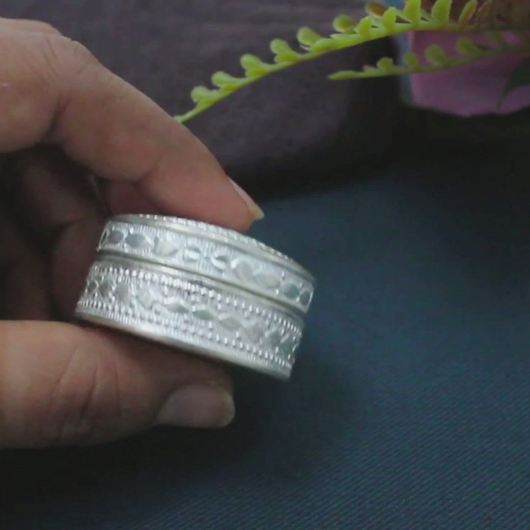 Real Silver Honey Container Round Dibbi for Red Book Remedy