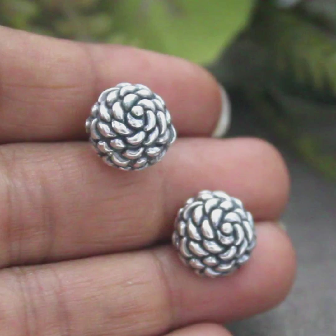 925 Sterling Silver Oxidized Rose Stud Earrings for Women & Girls