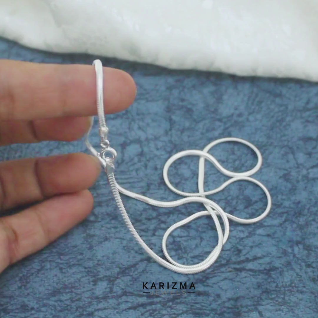 Trending Flat Snake Design 925 Silver Chain for Men & Women