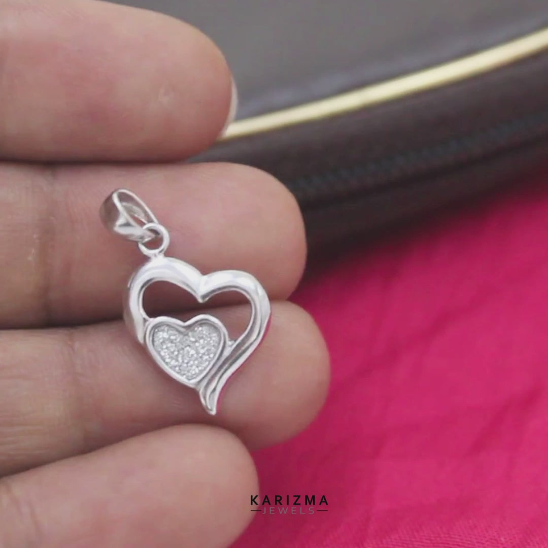 Timeless Double Heart 925 Sterling Silver Pendant