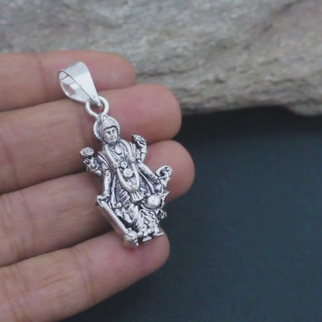 925 Real Sterling Silver Oxidized Antique Design Lord Vishnu Pendant