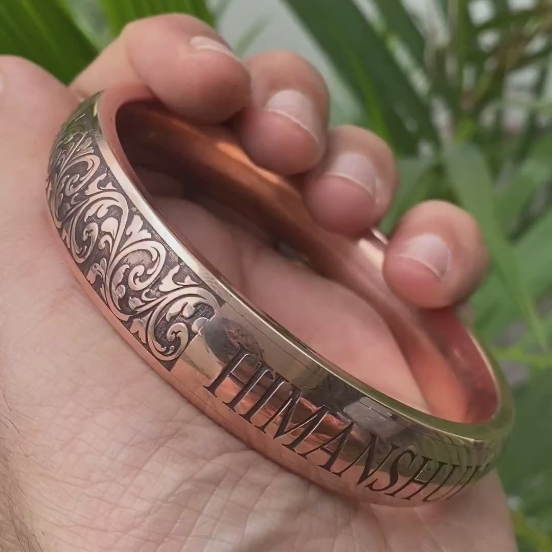 180-200 Gram Heavy Copper Kada – Personalized Engraved Bangle