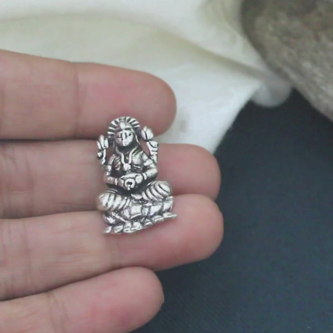 Real Silver Oxidized Mata Laxmi Religious God Pendant