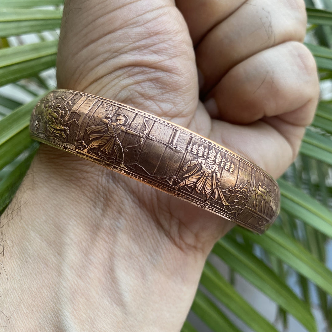 200 Gram Heavy Copper Ramayan Kada – Engraved Traditional Bangle for Men
