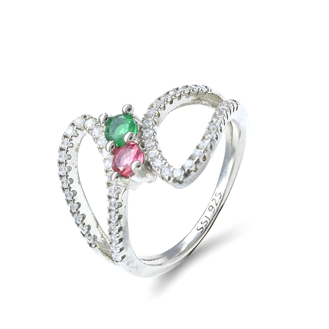 Cute Real 925 Sterling Silver Multi CZ Women designer Ring