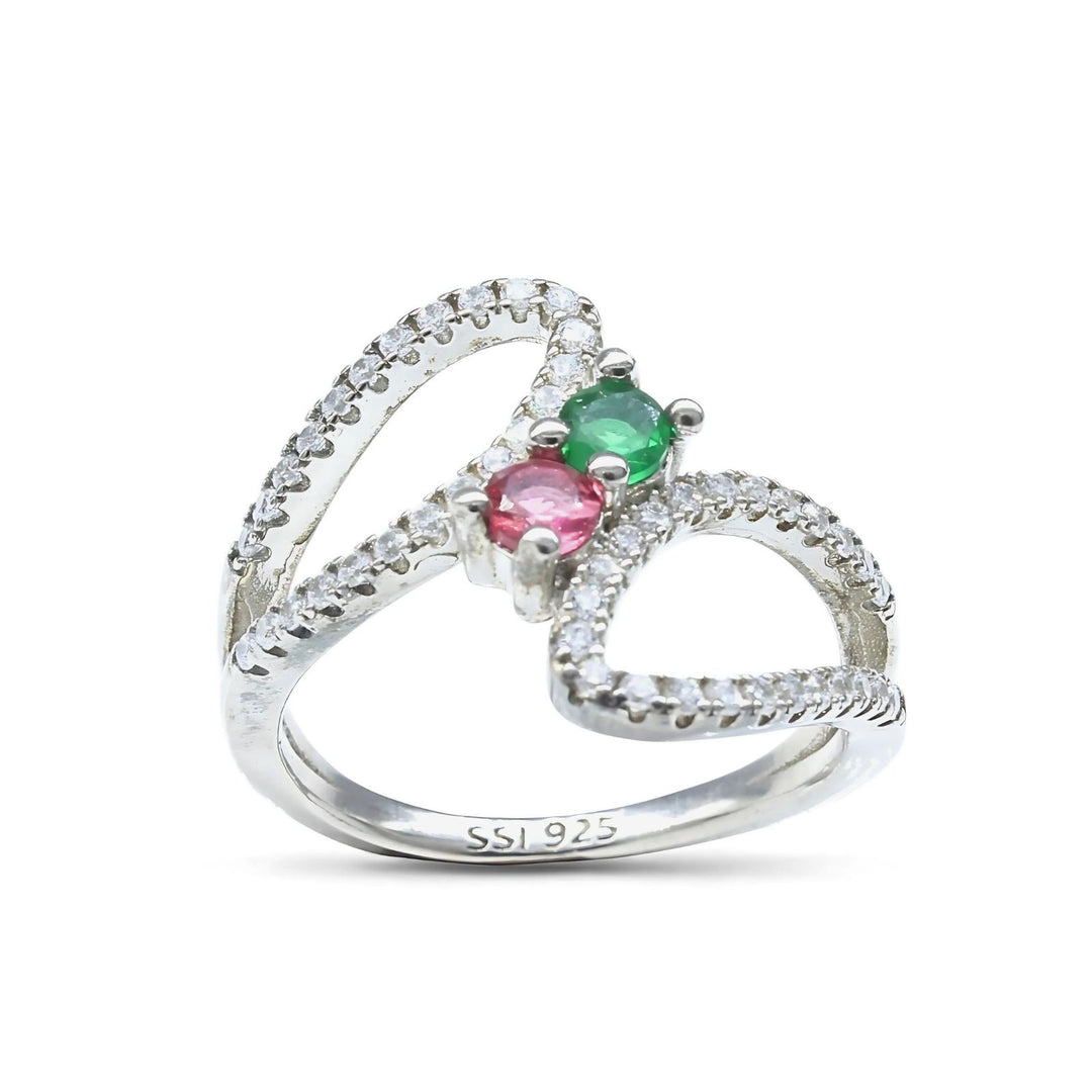Cute Real 925 Sterling Silver Multi CZ Women designer Ring