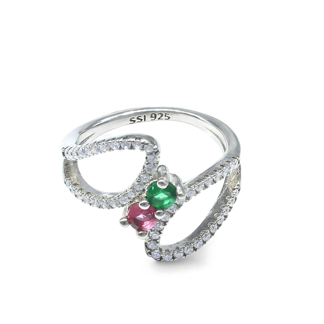 Cute Real 925 Sterling Silver Multi CZ Women designer Ring
