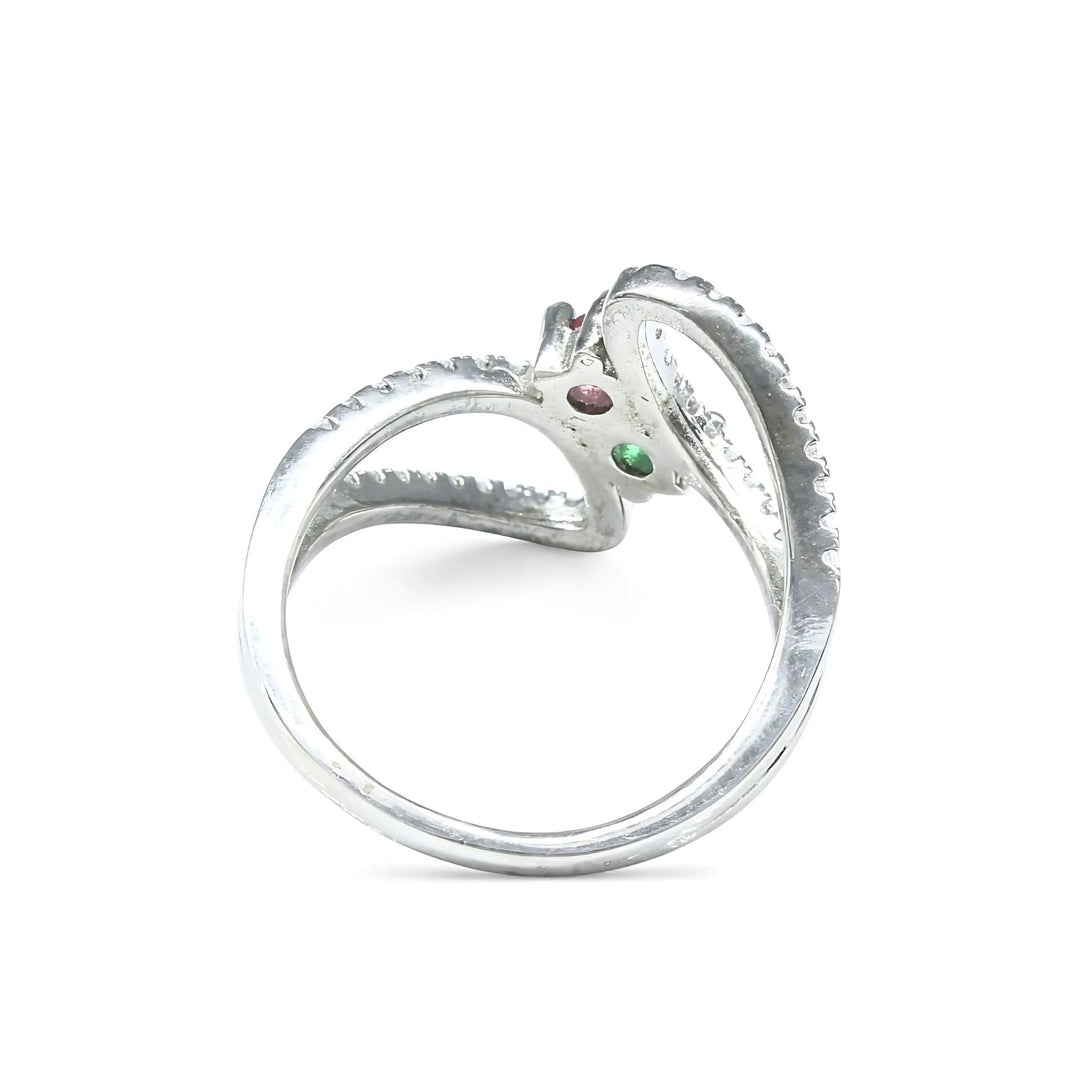 Cute Real 925 Sterling Silver Multi CZ Women designer Ring