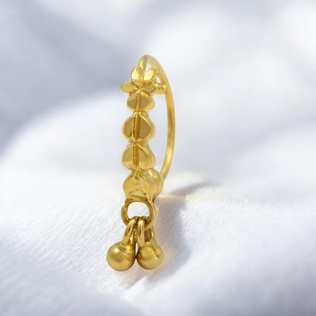 18K Real Gold Nose ring Indian Women Traditional Nose Hoop Ring 22g