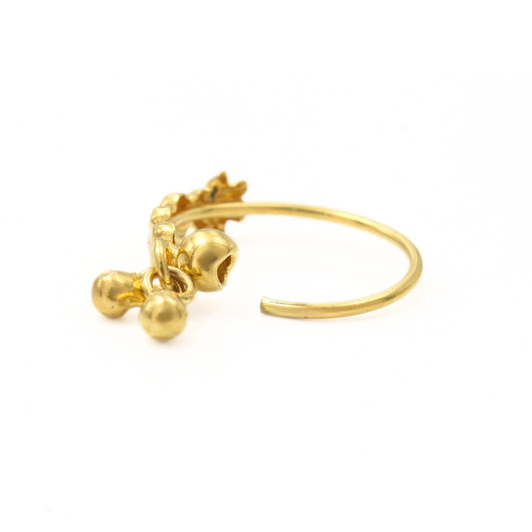 18K Real Gold Nose ring Indian Women Traditional Nose Hoop Ring 22g