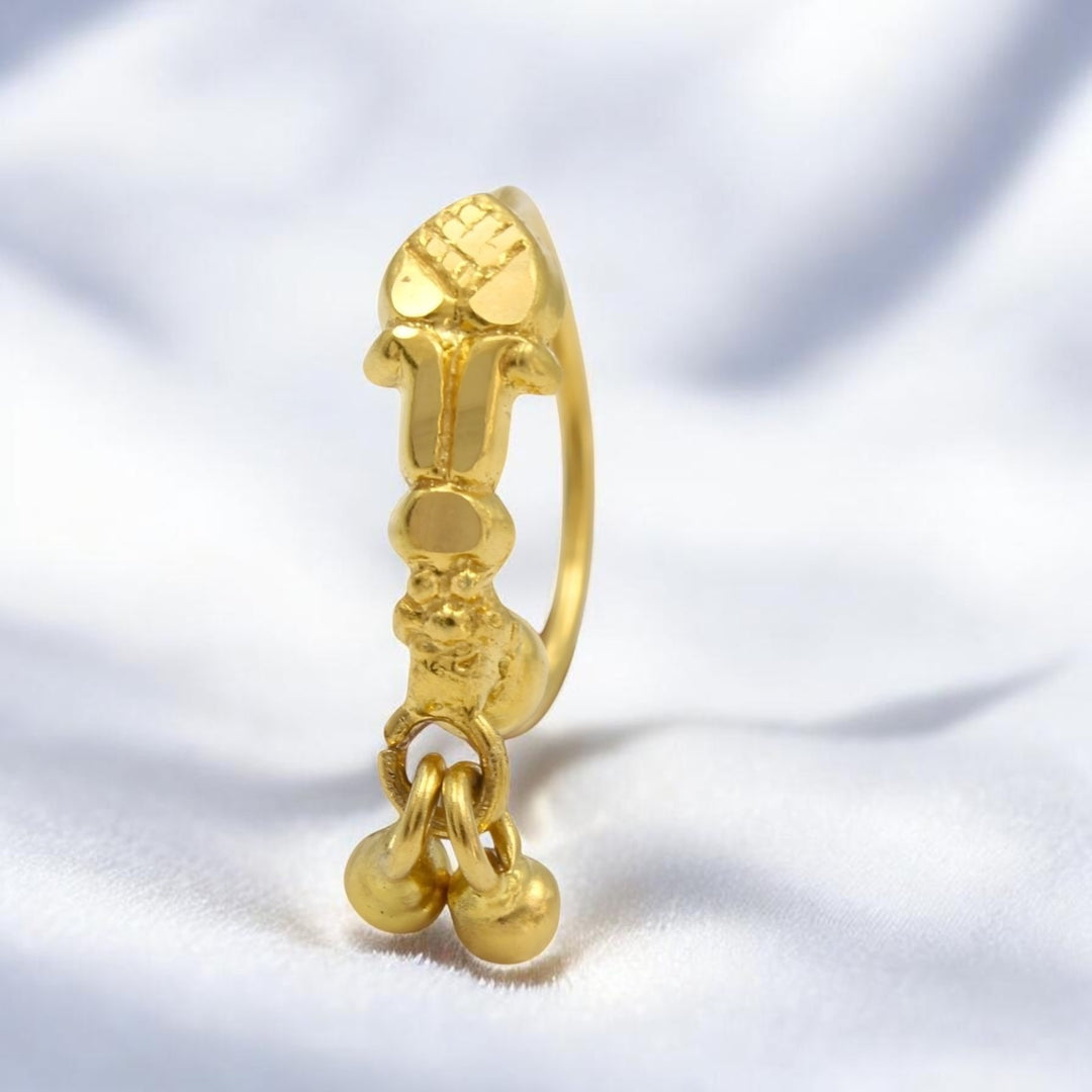 Exquisite 18K Real Gold Nose ring Indian Women Dangle Nose Hoop Ring 22g