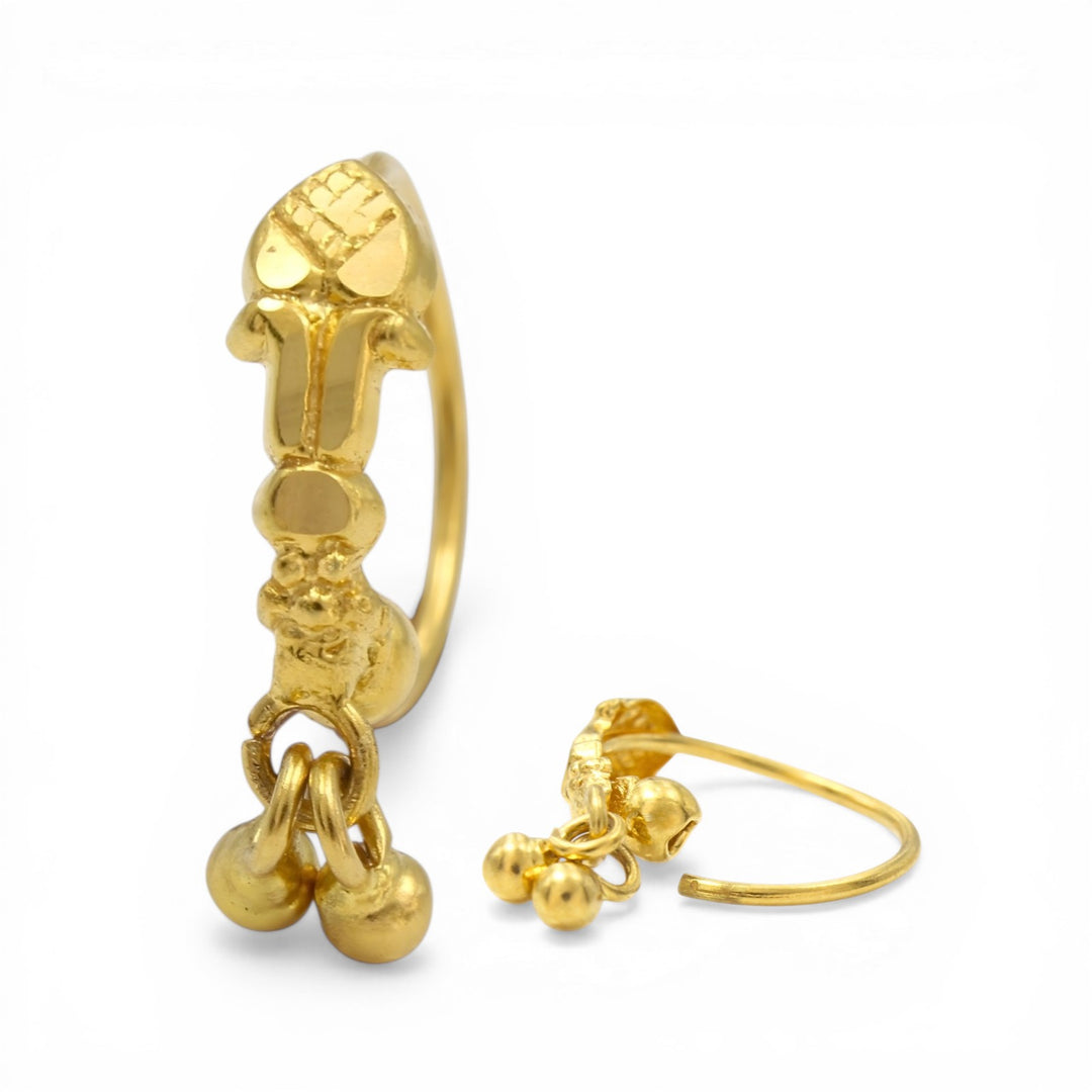 Exquisite 18K Real Gold Nose ring Indian Women Dangle Nose Hoop Ring 22g