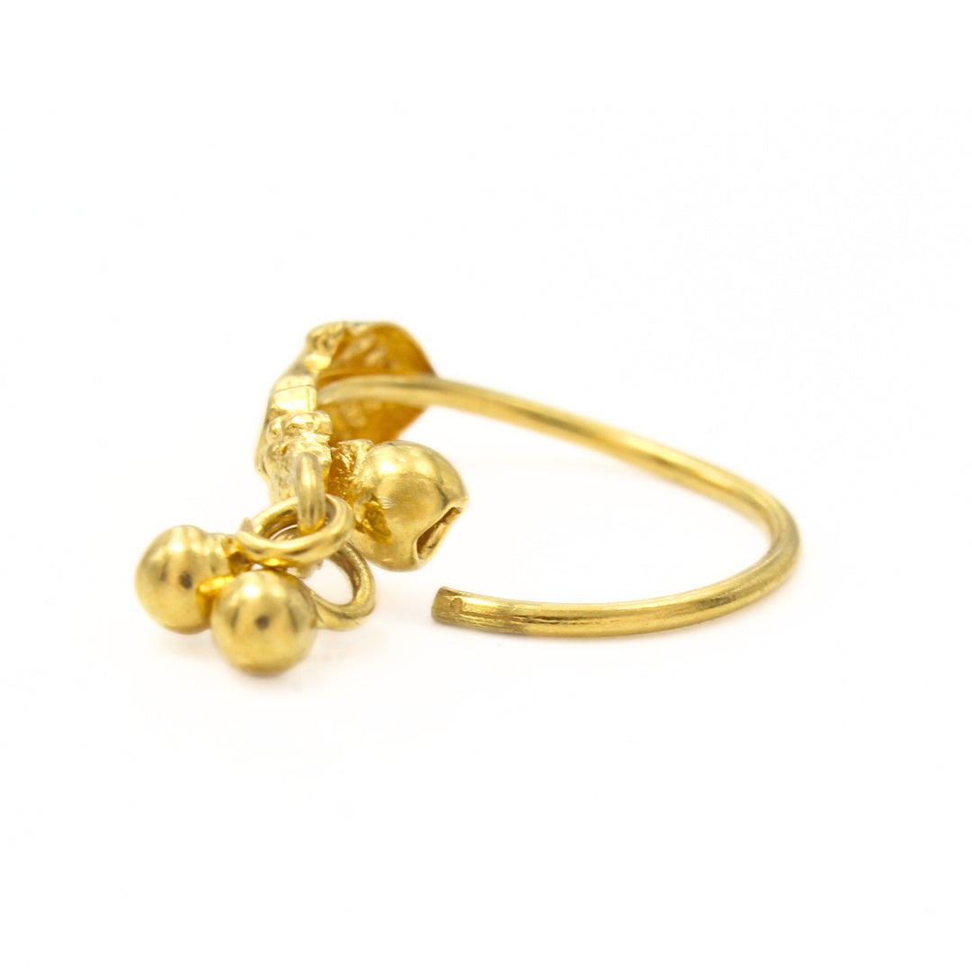 Exquisite 18K Real Gold Nose ring Indian Women Dangle Nose Hoop Ring 22g