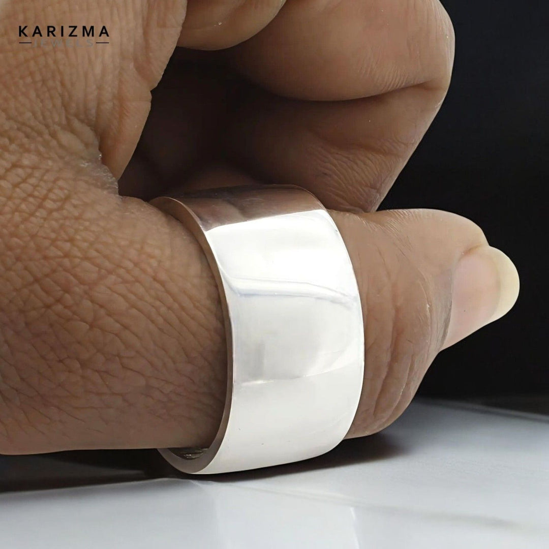 Pure Silver Wide Ring Unisex band chandi ka bejod challa