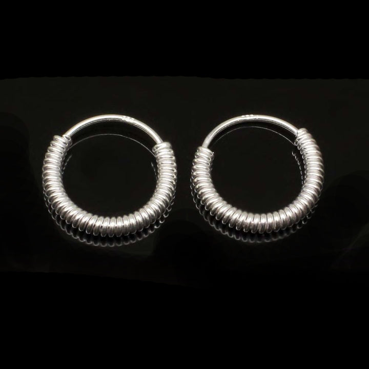 Real Silver Men Women Flexible Spring Wire Earrings - PAIR