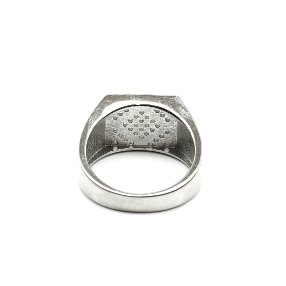 Solid 925 Sterling Silver White CZ Platinum Finish Men's ring
