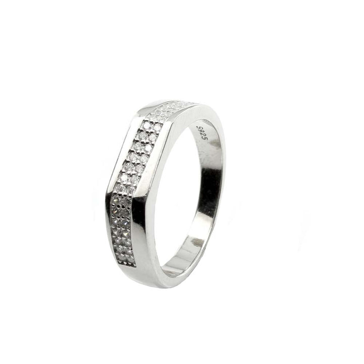 Real 925 Sterling Silver White CZ Platinum Finish Men's ring