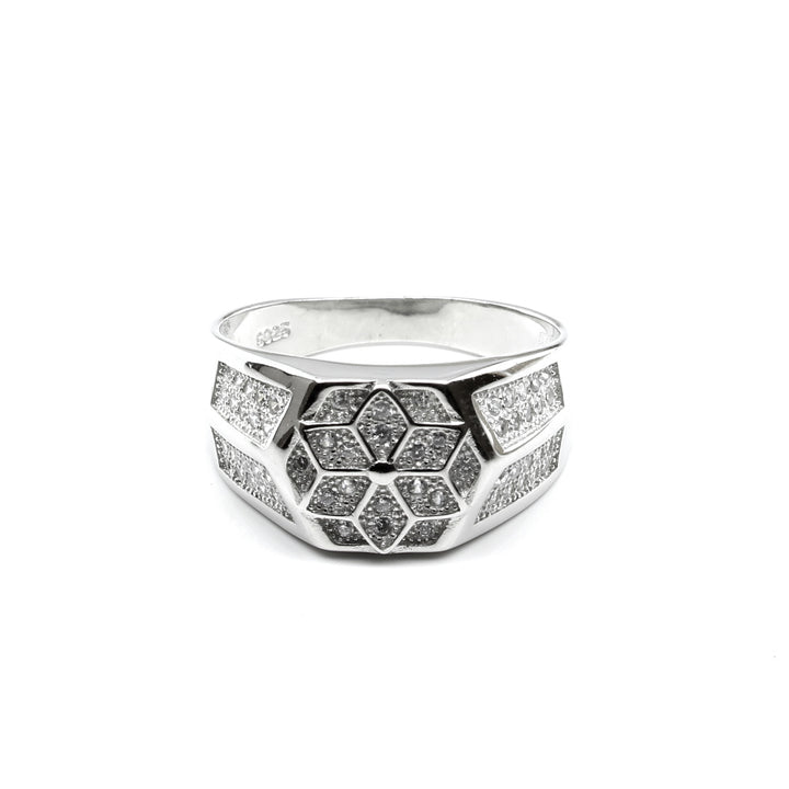 Real 925 Sterling Silver White CZ Platinum Finish Men's ring