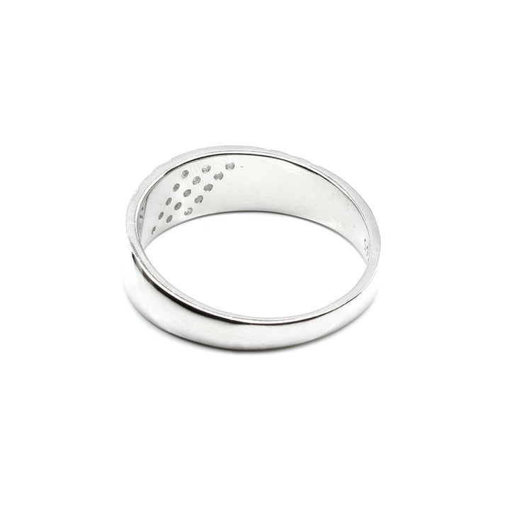 Real Sterling Silver White CZ Studded Platinum Finish Men's ring