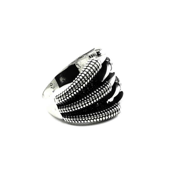 925 Sterling Silver Oxidized Claw Style Black CZ Men's ring