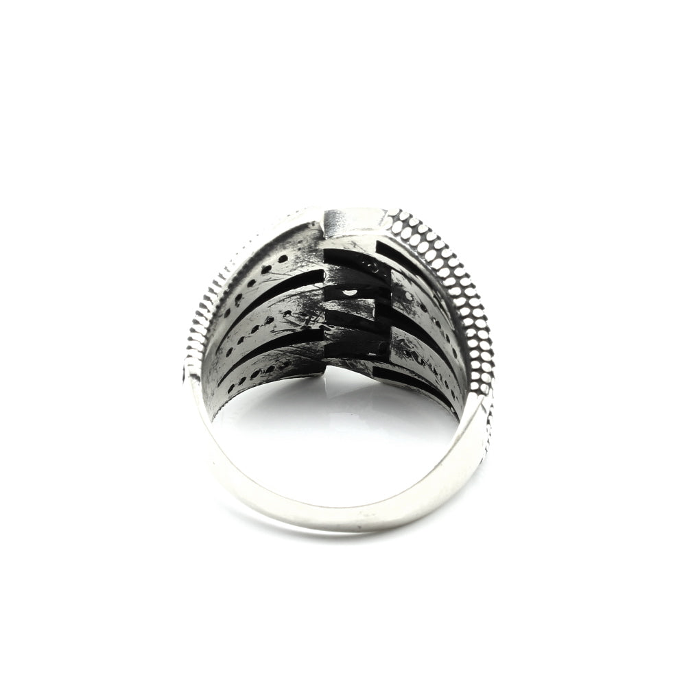 925 Sterling Silver Oxidized Claw Style Black CZ Men's ring
