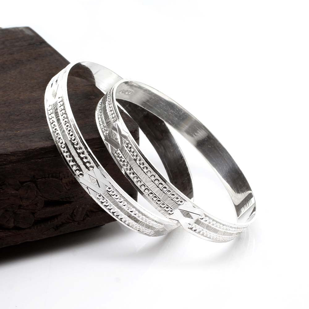 925 Sterling Solid Silver Women Bangles Bracelet (Kangan)-Pair