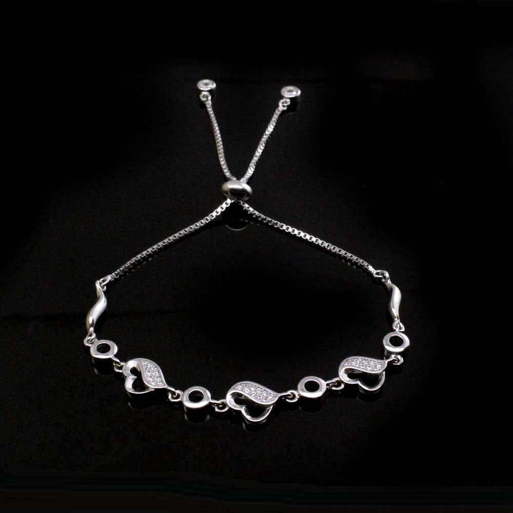 Casual Wear Sterling Silver Heart Design Bracelet For Girls And Women,  Gram, Size: Adjustable at Rs 1400 in Jaipur