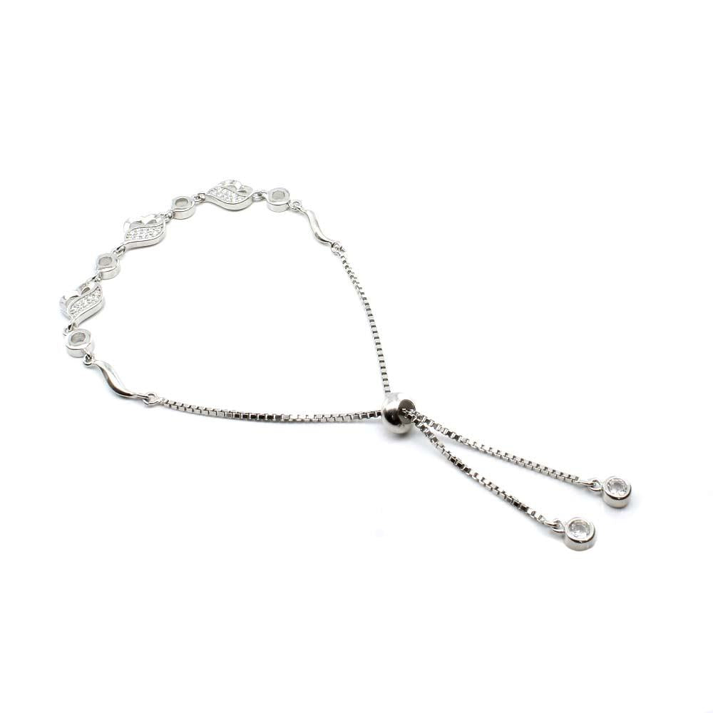Sterling Silver Open Heart Rolo Chain Bracelet | Jewellerybox.co.uk