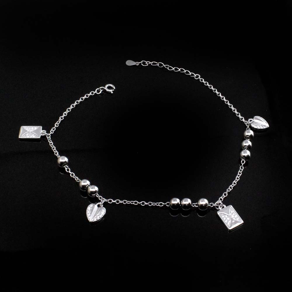 Beach Wear Single 925 Silver Girls Anklets Ankle Bracelet 8.8"