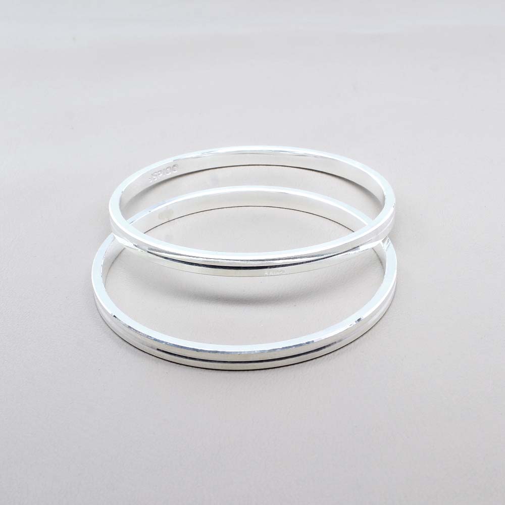 pure silver jointless mens soild kada bangle bracelet – Karizma Jewels