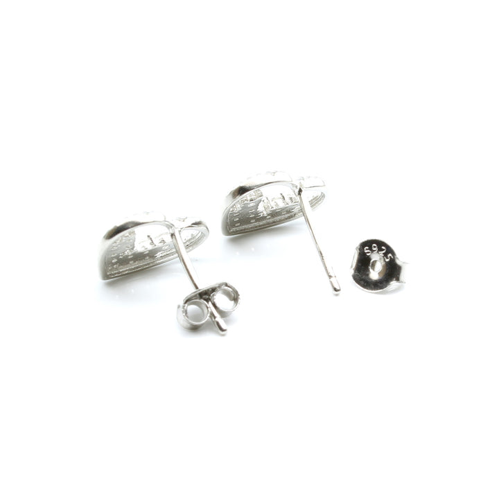 Heart Style 925 Silver CZ Stud Platinum Finish Earring