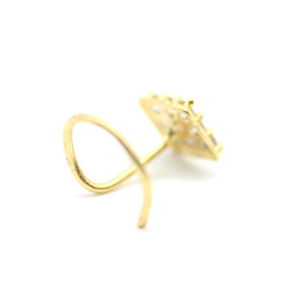 2pc Set Gold Plated Nose Stud CZ Twisted nose ring