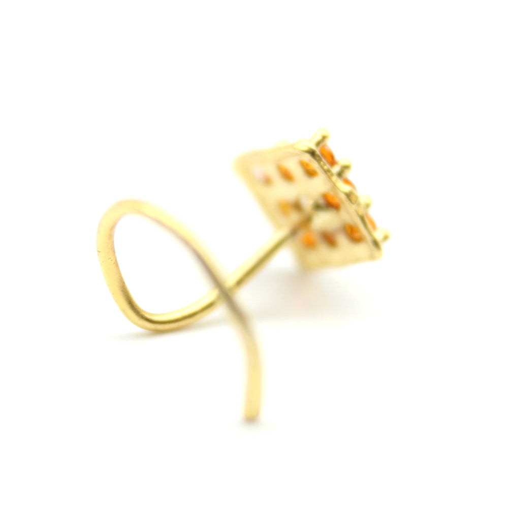 2pc Set Indian Style Gold Plated Nose Stud CZ Twisted nose ring
