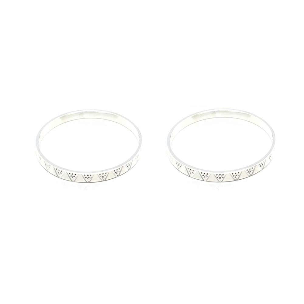 990 Sterling Silver Women Bangles Bracelet (Kangan)-Pair