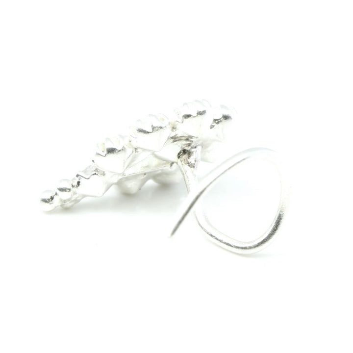 Real Solid Silver Nose Stud White CZ Twisted nose ring L Bend