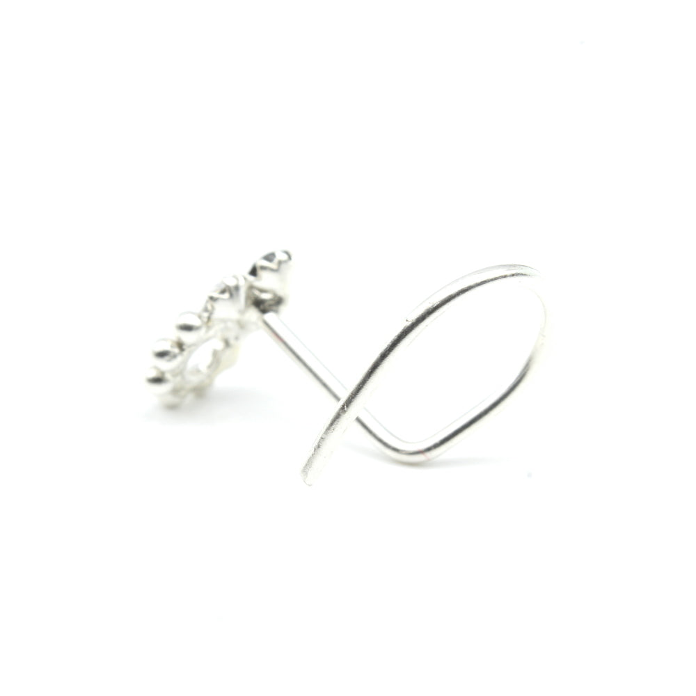 Tiny Vertical Style Real Silver Nose Stud CZ Twisted nose ring