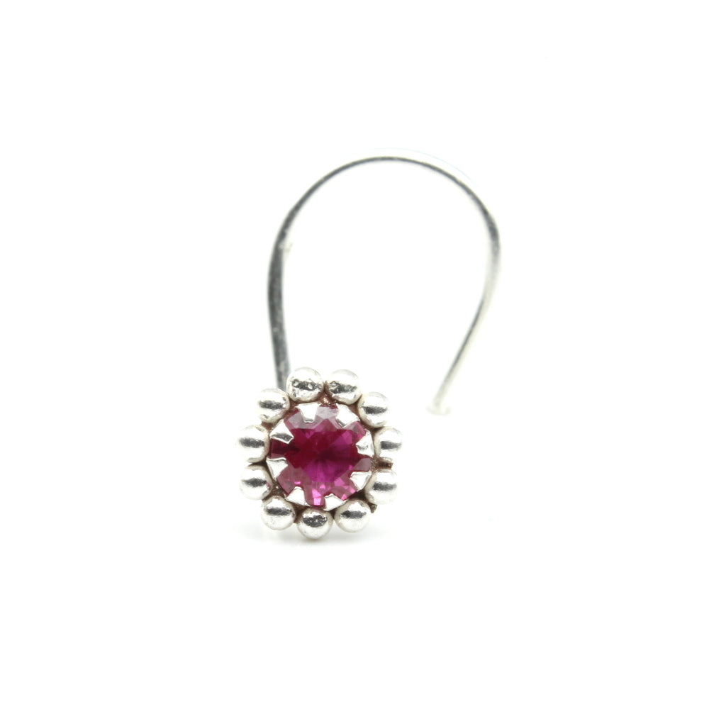 Cute Floral 925 Silver Nose Stud CZ Twisted nose ring