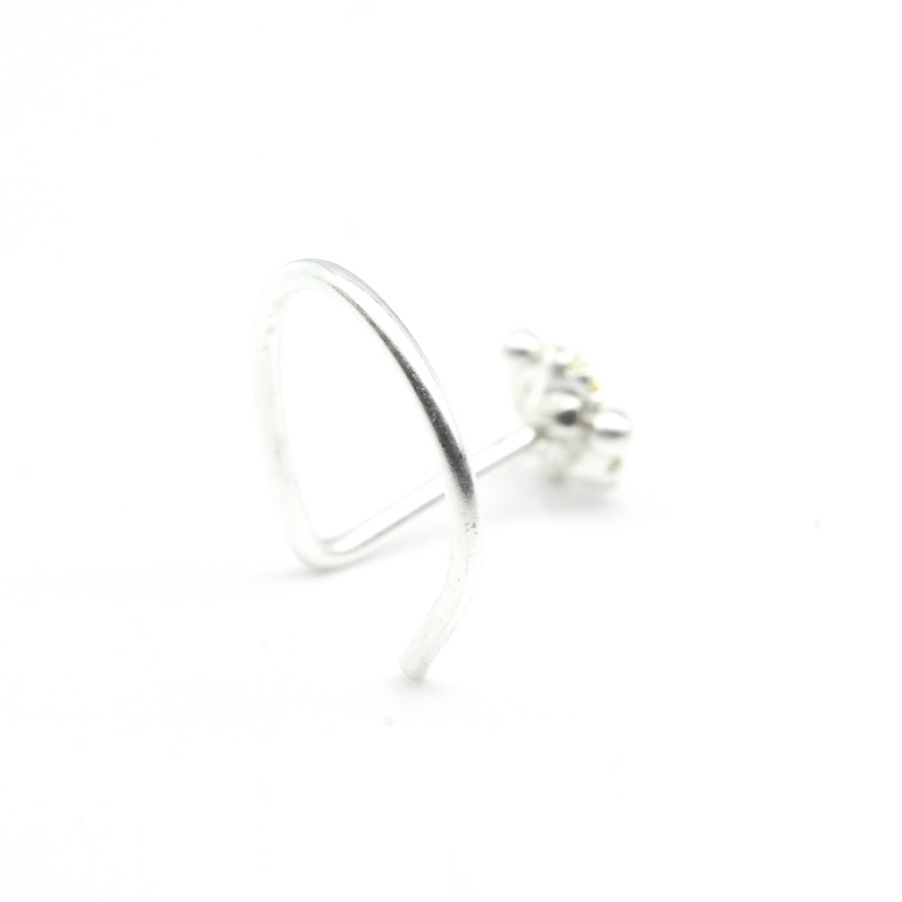 Tiny Real 925 Silver Nose Stud Lemon CZ Twisted nose ring