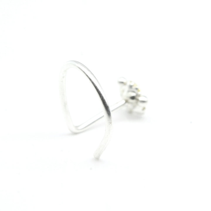Tiny Real 925 Silver Nose Stud Lemon CZ Twisted nose ring