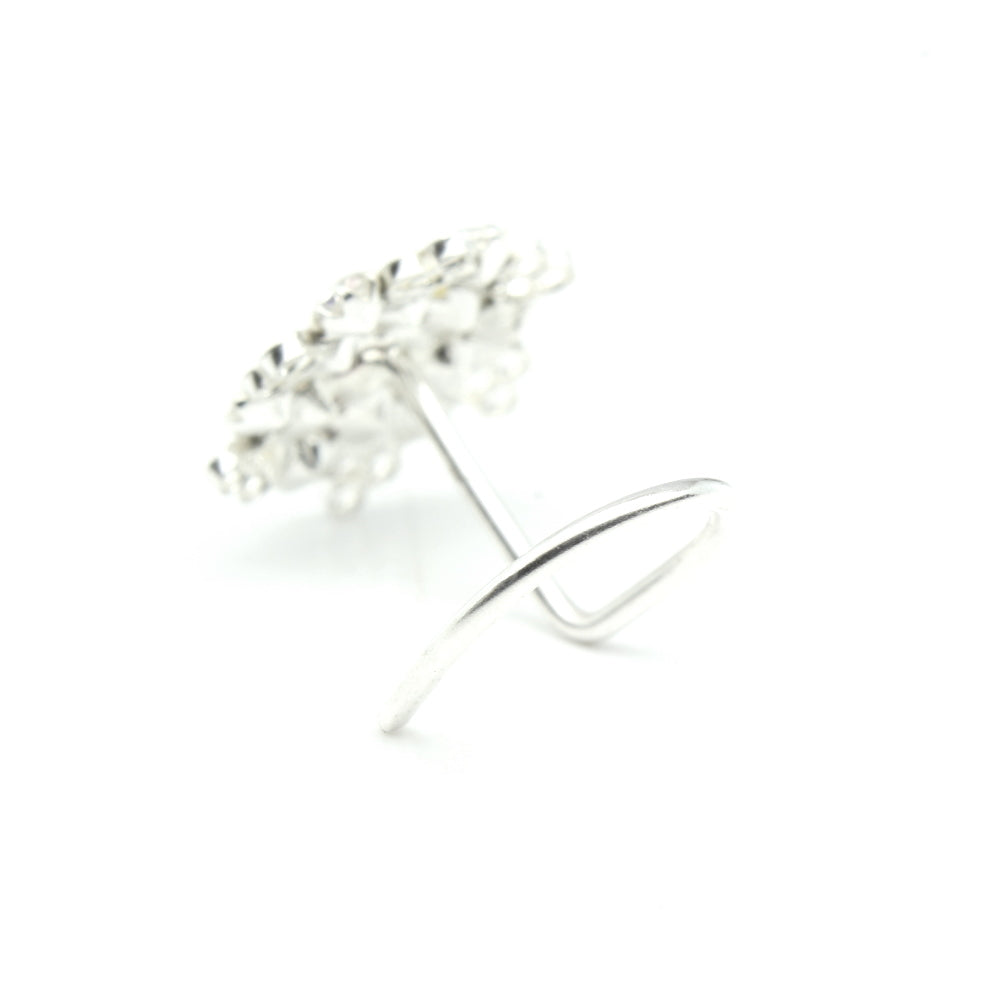Cute Real 925 Silver Nose Stud Multi CZ Twisted nose ring